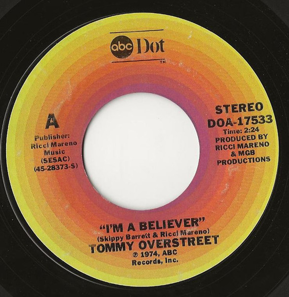 Tommy Overstreet - I'm A Believer (7")