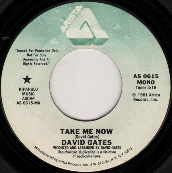 David Gates - Take Me Now (7", Mono, Promo)