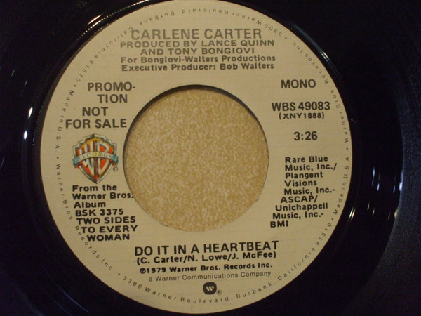 Carlene Carter - Do It In A Heartbeat - Warner Bros. Records - WBS 49083 - 7", Single, Mono, Promo 1135685811