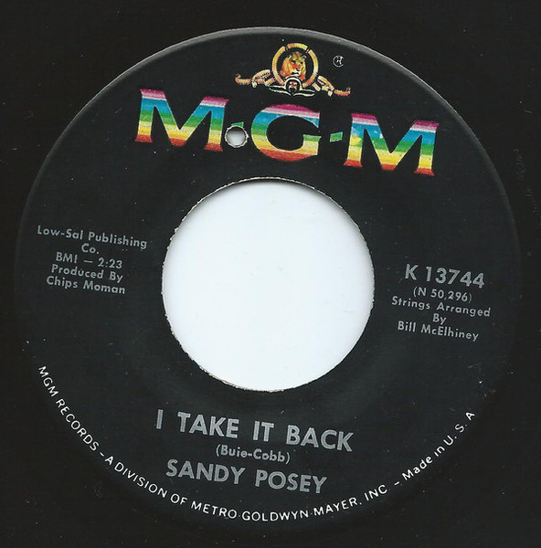 Sandy Posey - I Take It Back / The Boy I Love - MGM Records - K 13744 - 7" 1136946348