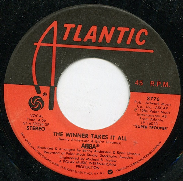 ABBA - The Winner Takes It All - Atlantic - 3776 - 7", Single, SP 1142736843