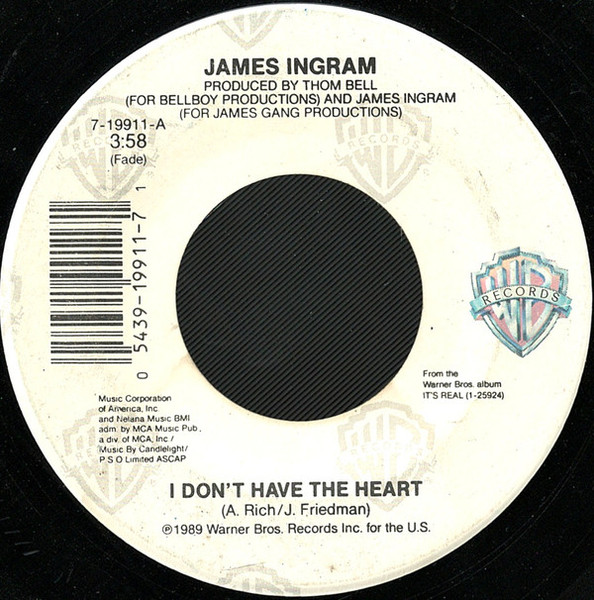 James Ingram - I Don't Have The Heart / Baby Be Mine - Warner Bros. Records - 7-19911 - 7", Single 1144856674