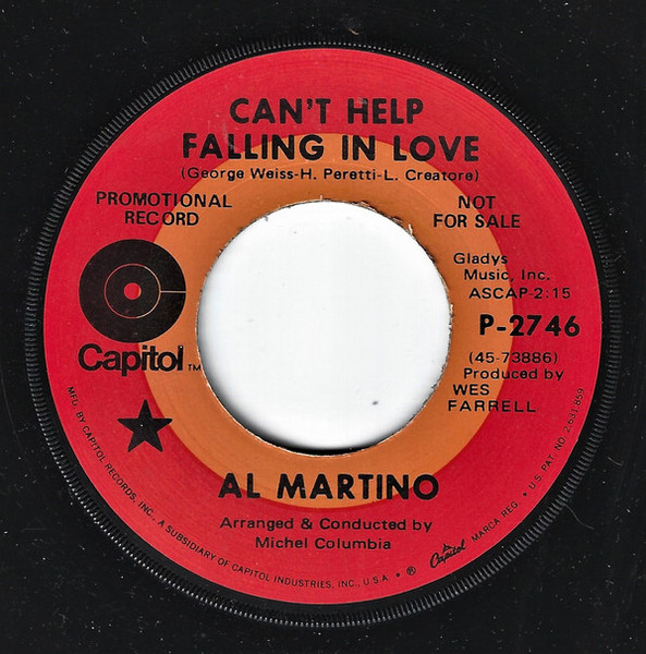 Al Martino - Can't Help Falling In Love (7", Promo)