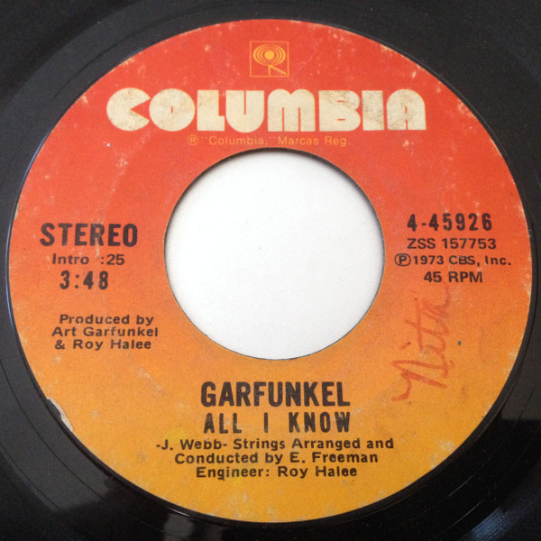 Garfunkel* - All I Know (7", Single, Styrene)