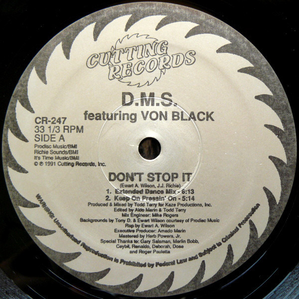 D.M.S. Featuring Von Black - Don't Stop It (12", Single)
