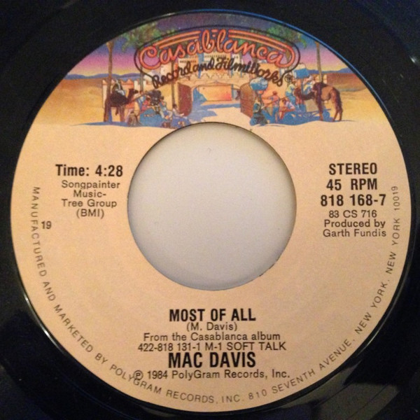 Mac Davis - Most Of All (7", Single, Styrene, Bes)