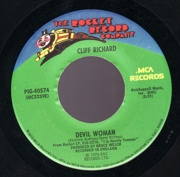Cliff Richard - Devil Woman / Love On (Shine On) - The Rocket Record Company - PIG-40574 - 7", Single, Pin 1154943451