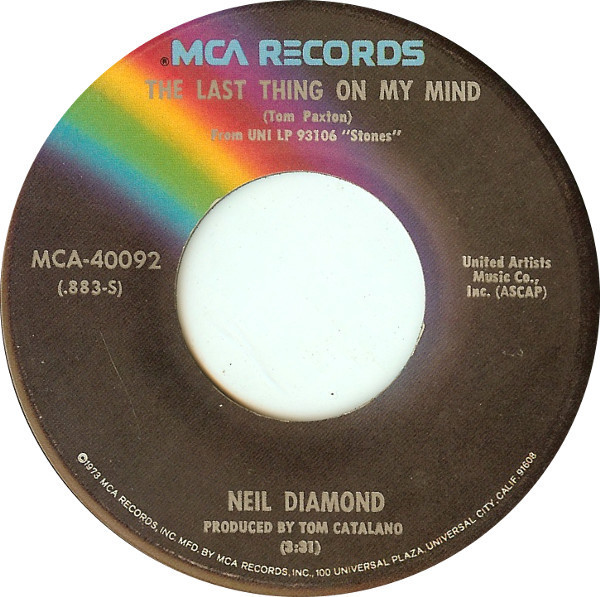 Neil Diamond - The Last Thing On My Mind - MCA Records - MCA-40092 - 7", Glo 1157295074