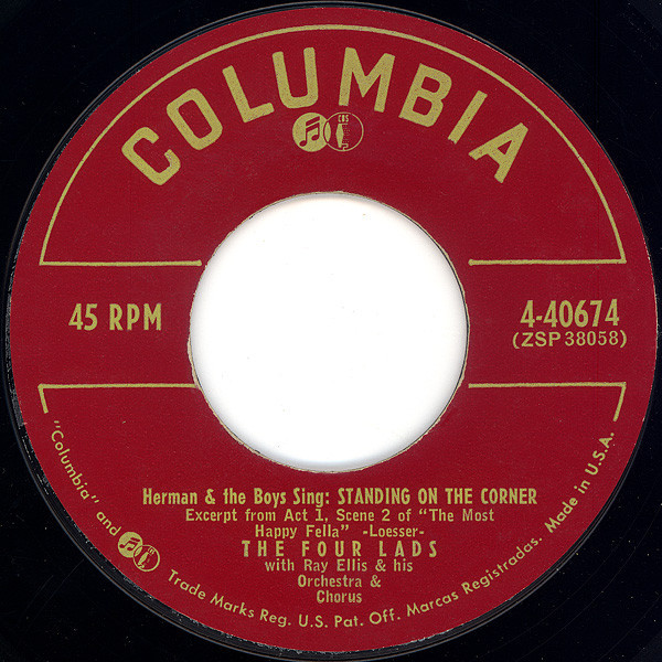 The Four Lads - Standing On The Corner (7", Single)