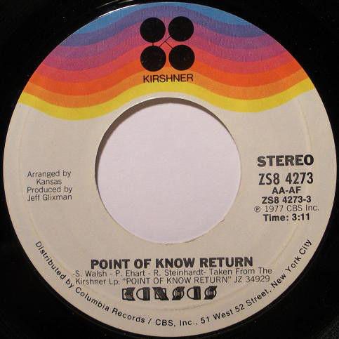 Kansas (2) - Point Of Know Return (7", Single)