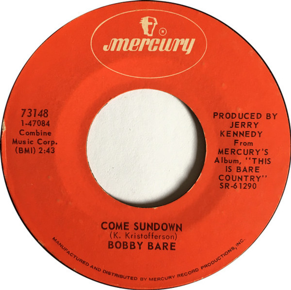 Bobby Bare - Come Sundown / Woman, You Have Been A Friend To Me - Mercury - 73148 - 7", Single, Styrene 1160253133