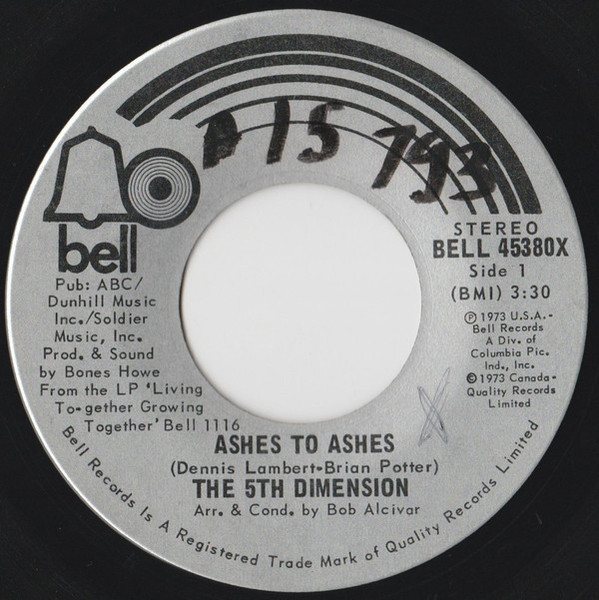 The 5th Dimension* - Ashes To Ashes (7", Single)