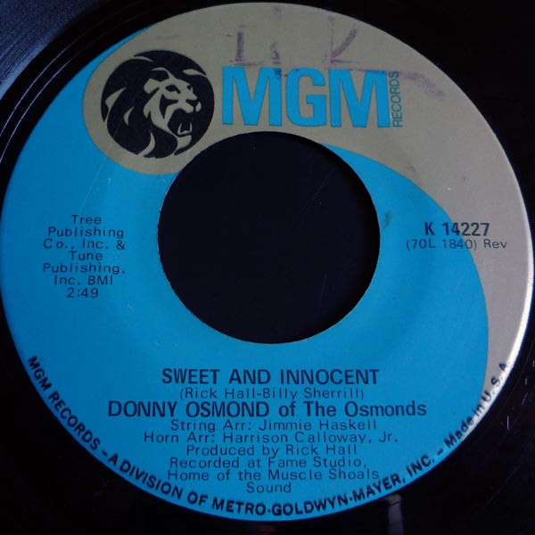 Donny Osmond - Sweet And Innocent / Flirtin' - MGM Records - K 14227 - 7", Single 1164995215