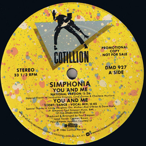 Simphonia - You And Me (12", Single, Promo)