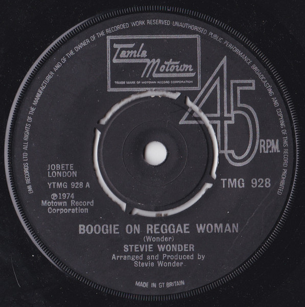 Stevie Wonder - Boogie On Reggae Woman (7", Single)
