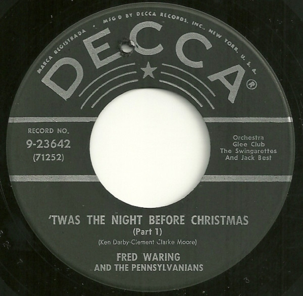 Fred Waring & The Pennsylvanians - 'Twas The Night Before Christmas - Decca - 9-23642 - 7" 1173027485