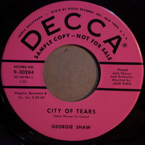 Georgie Shaw - City Of Tears / Suddenly (The Meeting) (7", Single, Promo)