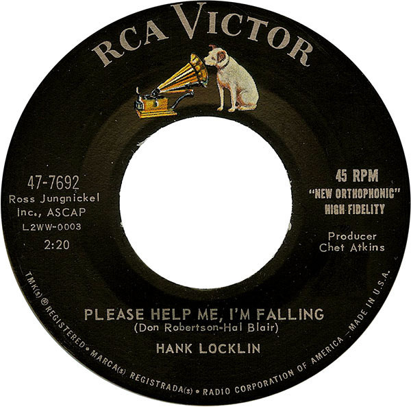 Hank Locklin - Please Help Me, I'm Falling - RCA Victor - 47-7692 - 7", Single 1176421554