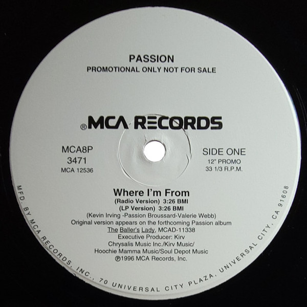 Passion - Where I'm From - MCA Records - MCA8P-3471 - 12", Promo 1177060032