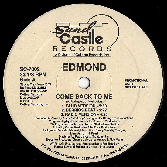 Edmond - Come Back To Me (12", Promo)