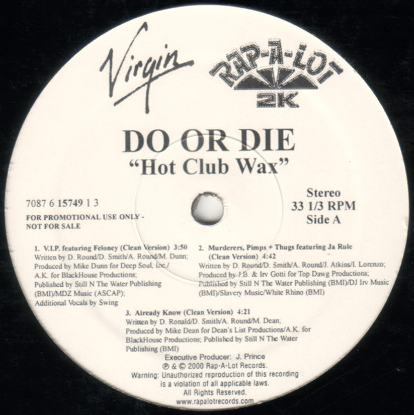 Do Or Die - Hot Club Wax (12", Promo)