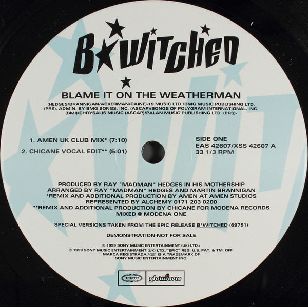 B*Witched - Blame It On The Weatherman (12", Promo)
