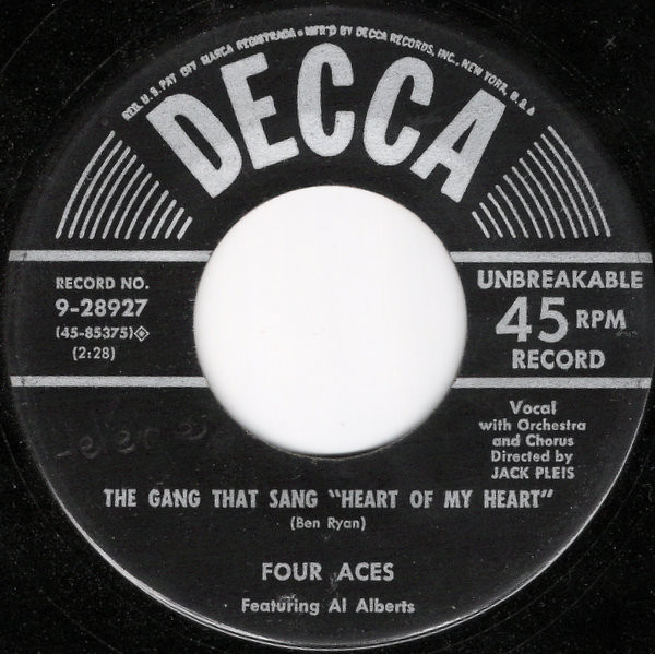 The Four Aces - The Gang That Sang "Heart Of My Heart" / Stranger In Paradise - Decca - 9-28927 - 7", Single 1190434715
