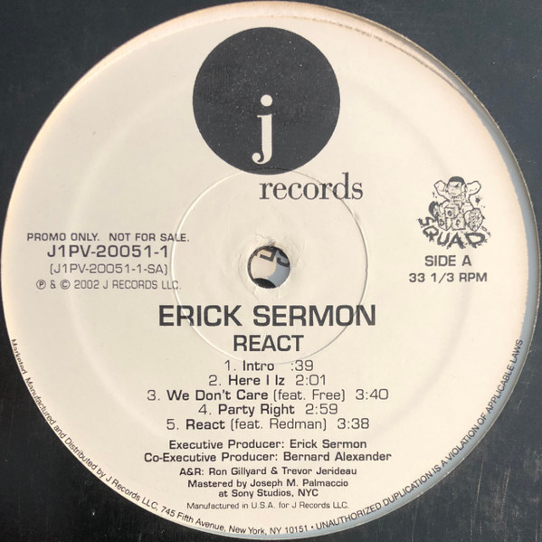 Erick Sermon - React - J Records, Def Squad - J1PV-20051-1 - 2xLP, Album, Promo 1190790129