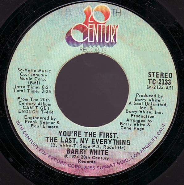 Barry White - You're The First, The Last, My Everything (7", Single, Styrene, Ter)