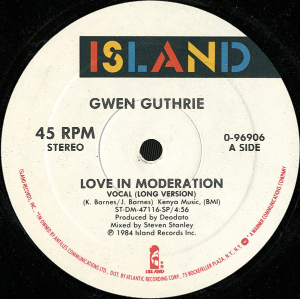 Gwen Guthrie - Love In Moderation - Island Records - 0-96906 - 12" 1191922409