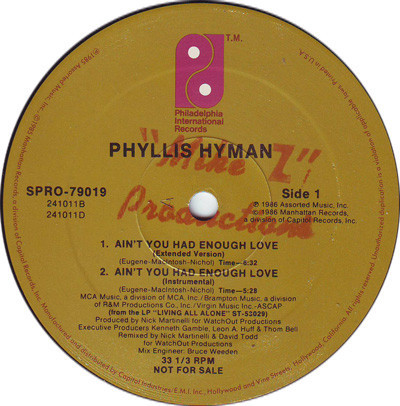 Phyllis Hyman - Ain't You Had Enough Love (12", Promo)