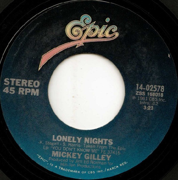 Mickey Gilley - Lonely Nights - Epic - 14-02578 - 7", Styrene, Ter 1192029358