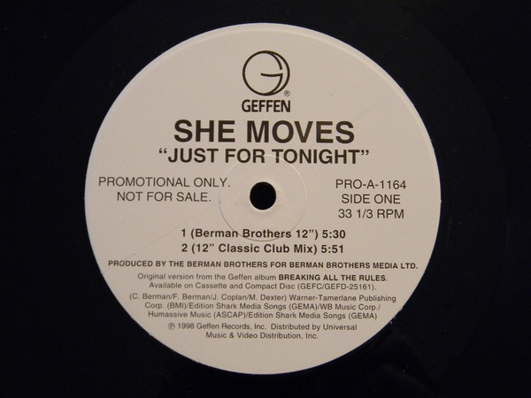 She Moves - Just For Tonight (12", Promo)