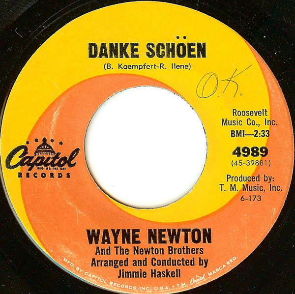 Wayne Newton And The Newton Brothers - Danke Schöen - Capitol Records - 4989 - 7" 1195214991