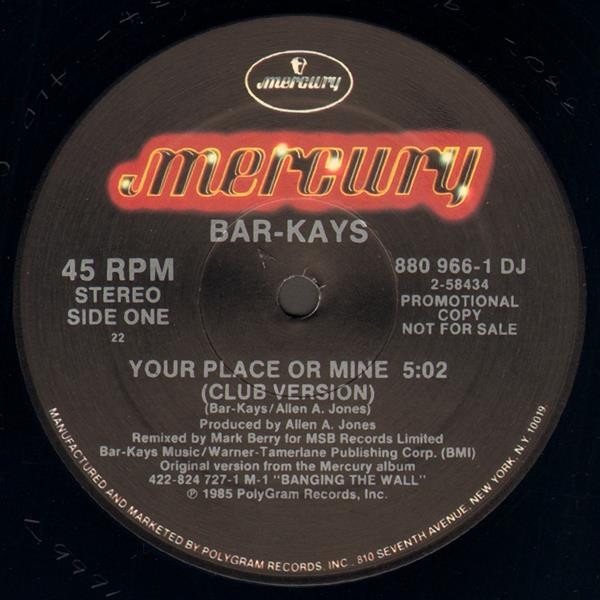 Bar-Kays - Your Place Or Mine (12", Promo)