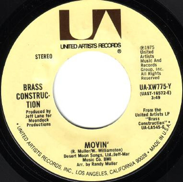 Brass Construction - Movin' / Talkin' - United Artists Records - UA-XW775-Y - 7", Single 1195456063