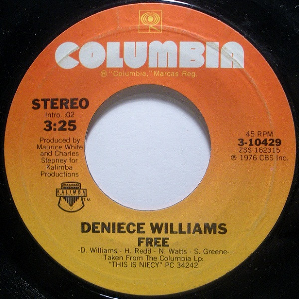 Deniece Williams - Free / Cause You Love Me Baby - Columbia - 3-10429 - 7", Single, Ter 1196512085