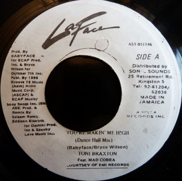 Toni Braxton Feat. Mad Cobra - You're Making Me High (Dance Hall Mix) (7", Single)