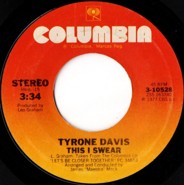 Tyrone Davis - This I Swear / Givin' Myself To You (7", Single)