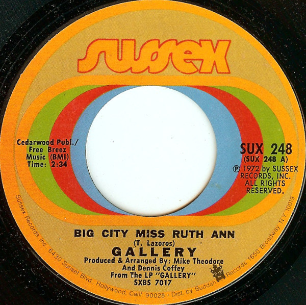 Gallery (2) - Big City Miss Ruth Ann / Lover's Hideaway - Sussex - SUX 248 - 7", Single 1206729616