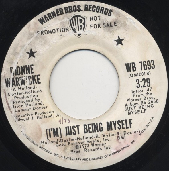 Dionne Warwicke* - (I'm) Just Being Myself (7", Single, Promo)