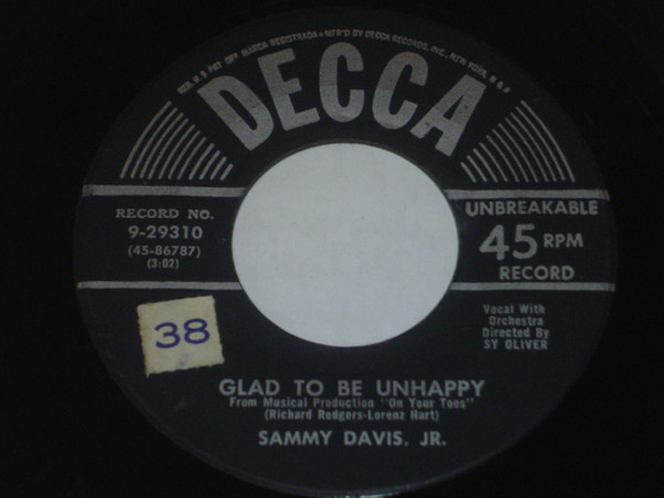 Sammy Davis Jr. - Glad To Be Unhappy / The Red Grapes (7", Single)