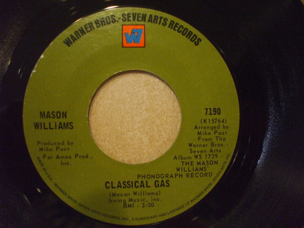 Mason Williams - Classical Gas / Long Time Blues - Warner Bros. - Seven Arts Records - 7190 - 7", Mono, Ter 1222665423