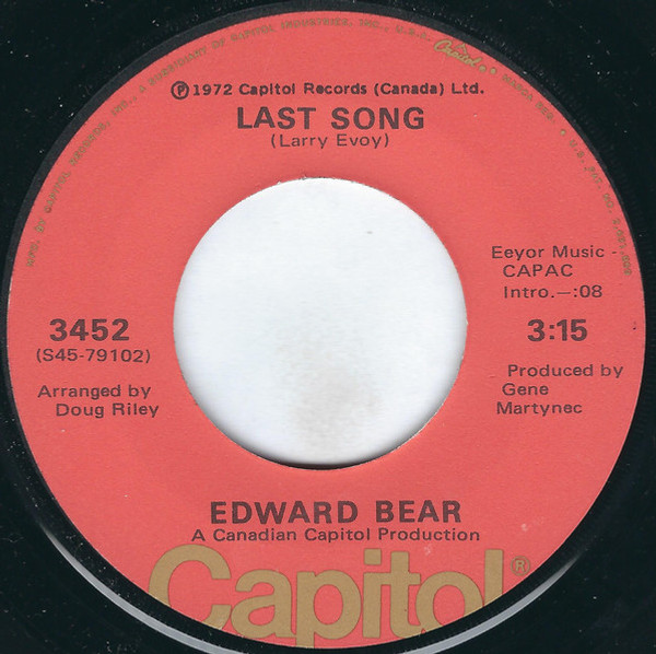 Edward Bear - Last Song / Best Friend - Capitol Records - 3452 - 7", Single, Los 1227351144