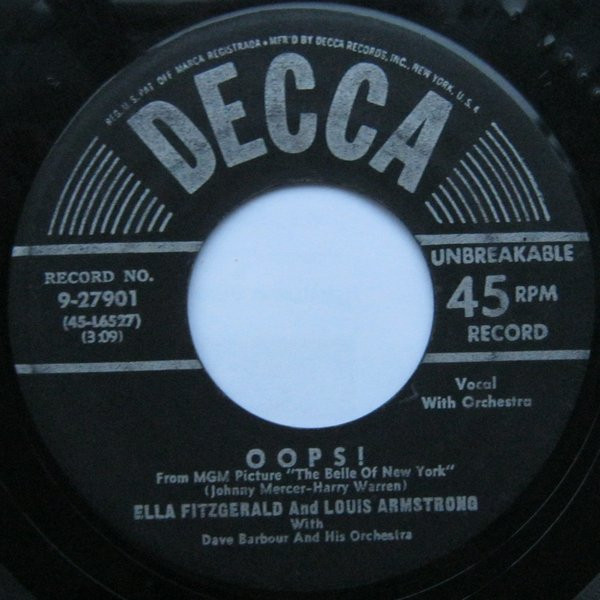 Ella Fitzgerald And Louis Armstrong - Oops! / Necessary Evil (7", Single)
