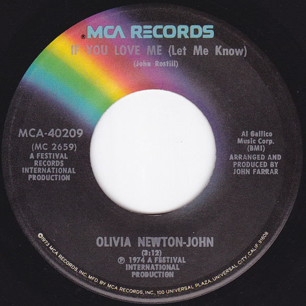 Olivia Newton-John - If You Love Me (Let Me Know) (7", Single, Glo)
