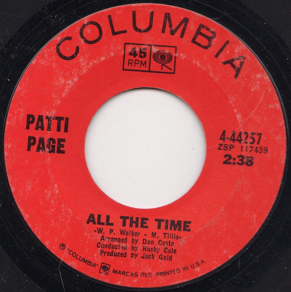 Patti Page - All The Time - Columbia - 4-44257 - 7", Single, Mono 1243852794