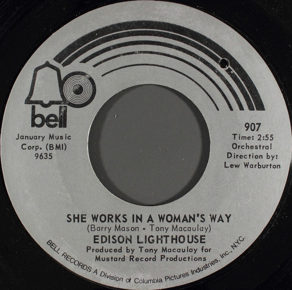 Edison Lighthouse - She Works In A Woman's Way / It's Gonna Be A Lonely Summer - Bell Records - 907 - 7" 1248189867