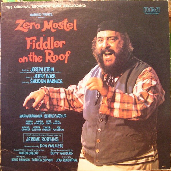 Original Broadway Cast*, Jerry Bock - Zero Mostel In Fiddler On The Roof (The Original Broadway Cast Recording) (LP, Album, RE)