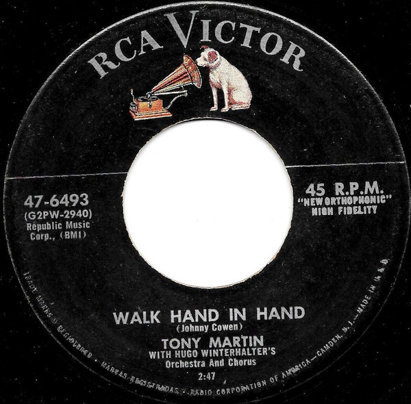 Tony Martin (3) With Hugo Winterhalter's Orchestra And Chorus - Walk Hand In Hand / Flamenco Love (7")